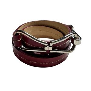 Landes Canada Genuine Leather Chain Clasp Buckle Belt Womens One Size Minimalist